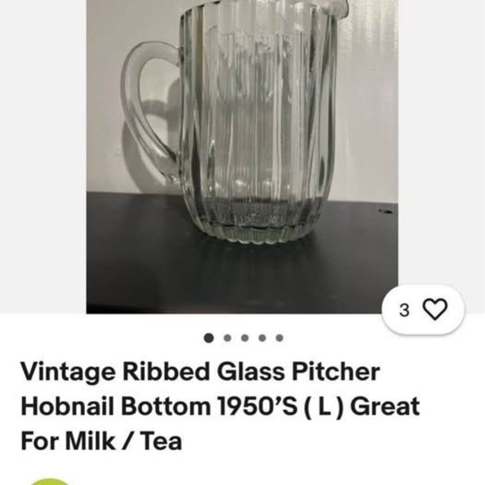 Vintage Clear Ribbed Glass Pitcher - Picture 5 of 5